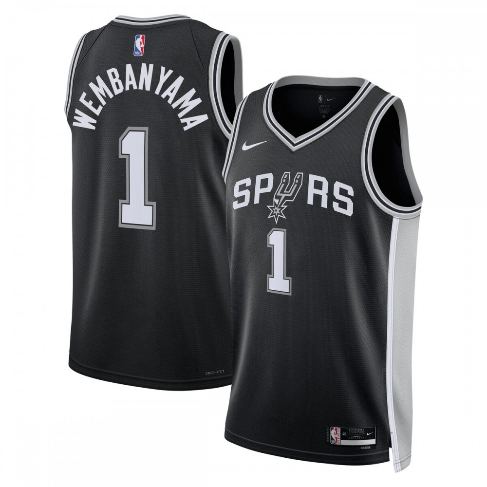 Victor Wembanyama San Antonio Spurs Unisex 2023 NBA Draft First Round Pick Swingman Jersey - Icon Edition - Black-Pro Kit Vault | Brand New 26/27 Sports Jerseys